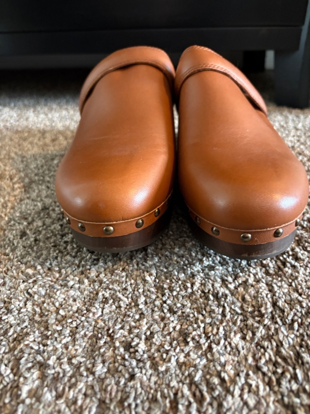 Madewell Tan Leather Studded Clogs